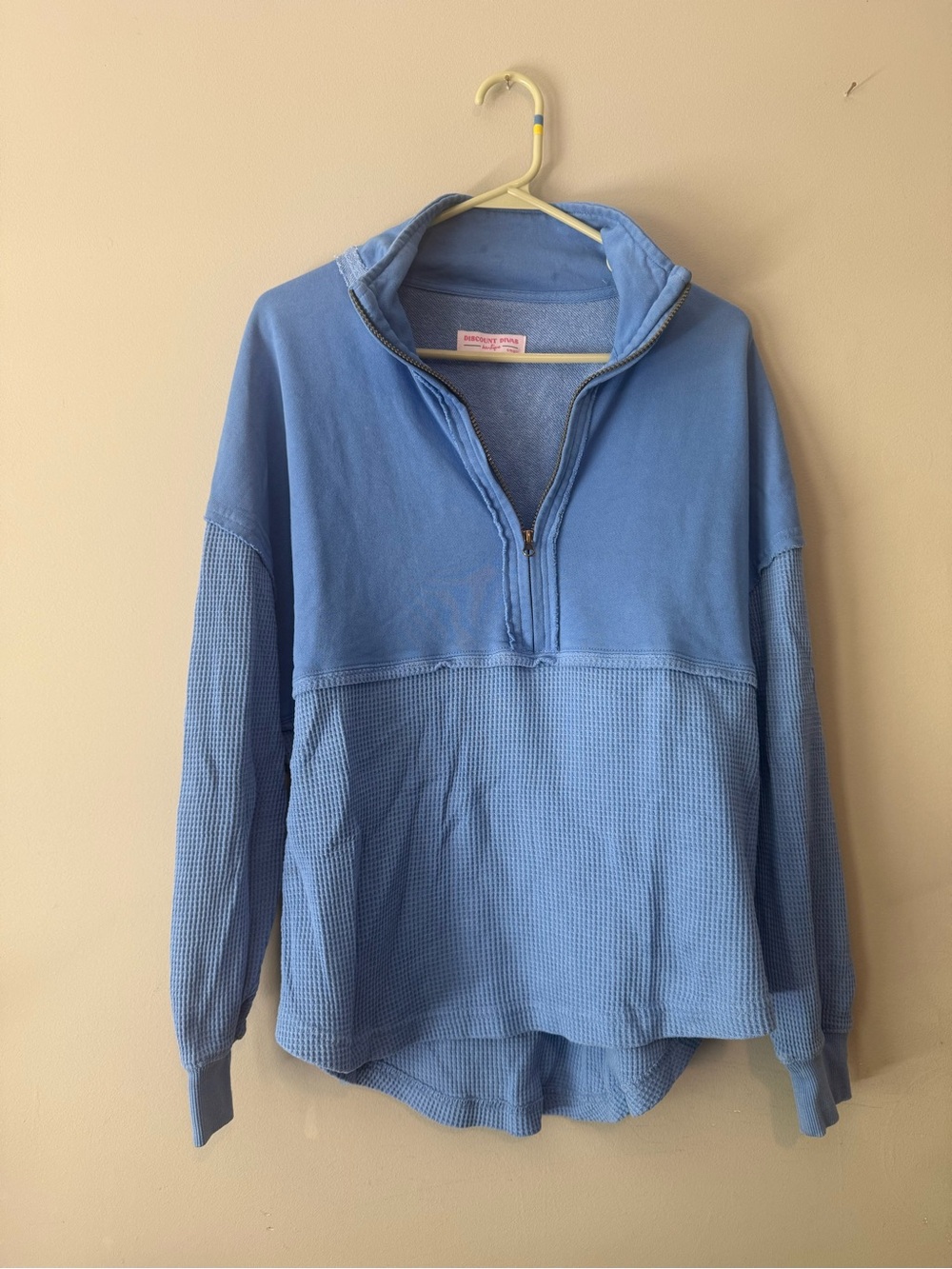 Discount Divas Boutique Women's Light Blue Half-Zip Waffle Pullover